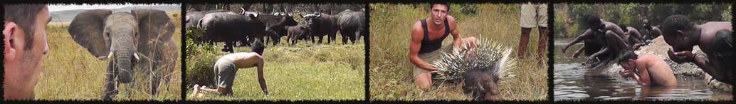 Andrew Ucles with African wildlife