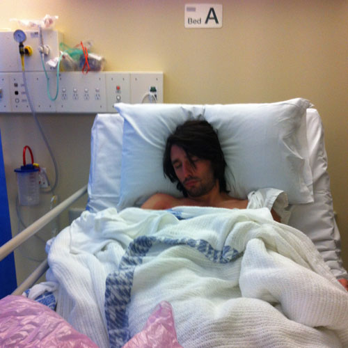 Andrew Ucles in hospital with Typhoid